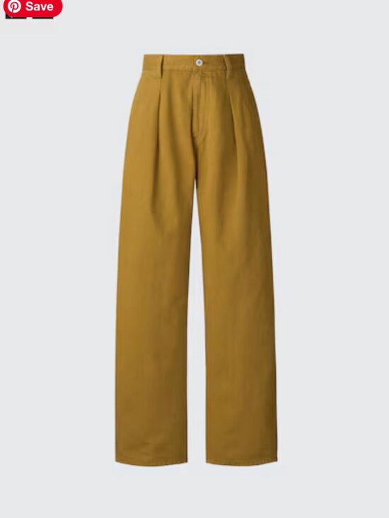 Uniqlo Pants - Denim Pleated Pants in Mustard